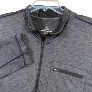 PrAna Men's Dark Gray Heathered 1/4 Zip Long Sleeve Pullover Shirt XL Breathe
